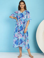 Blue Maternity Swimwear Cover-up Kaftan