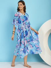 Blue Maternity Swimwear Cover-up Kaftan