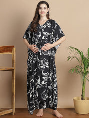 Black Abstract Rayon Maternity Kaftan