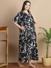 Black Abstract Rayon Maternity Kaftan
