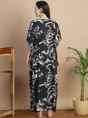 Black Abstract Rayon Maternity Kaftan