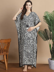 Black & White Floral Rayon Maternity Kaftan