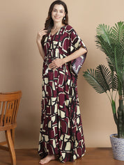 Purple Geometric Rayon Maternity Kaftan