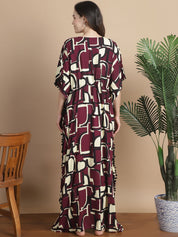 Purple Geometric Rayon Maternity Kaftan