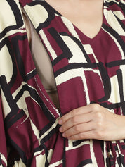 Purple Geometric Rayon Maternity Kaftan