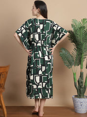 Green Geometric  Short Maternity Kaftan