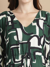 Green Geometric  Short Maternity Kaftan