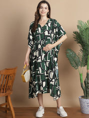 Green Geometric  Short Maternity Kaftan