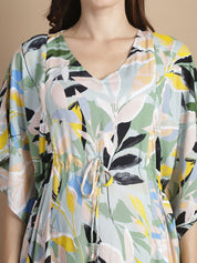 Sea Green Floral Rayon Maternity Kaftan