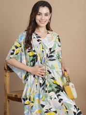 Sea Green Floral Rayon Maternity Kaftan