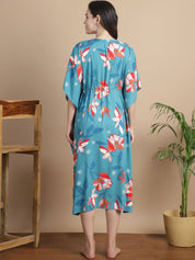 Sky Blue Floral Short Maternity Kaftan