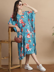 Sky Blue Floral Short Maternity Kaftan