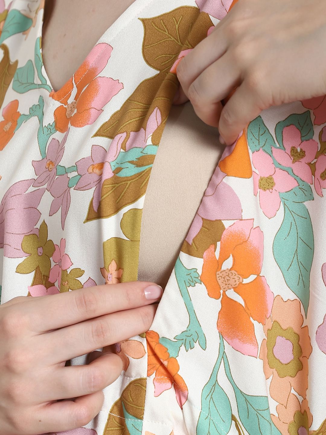 Floral Print Multi Rayon Maternity Kaftan