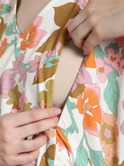 Floral Print Multi Rayon Maternity Kaftan