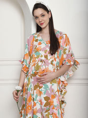 Floral Print Multi Rayon Maternity Kaftan