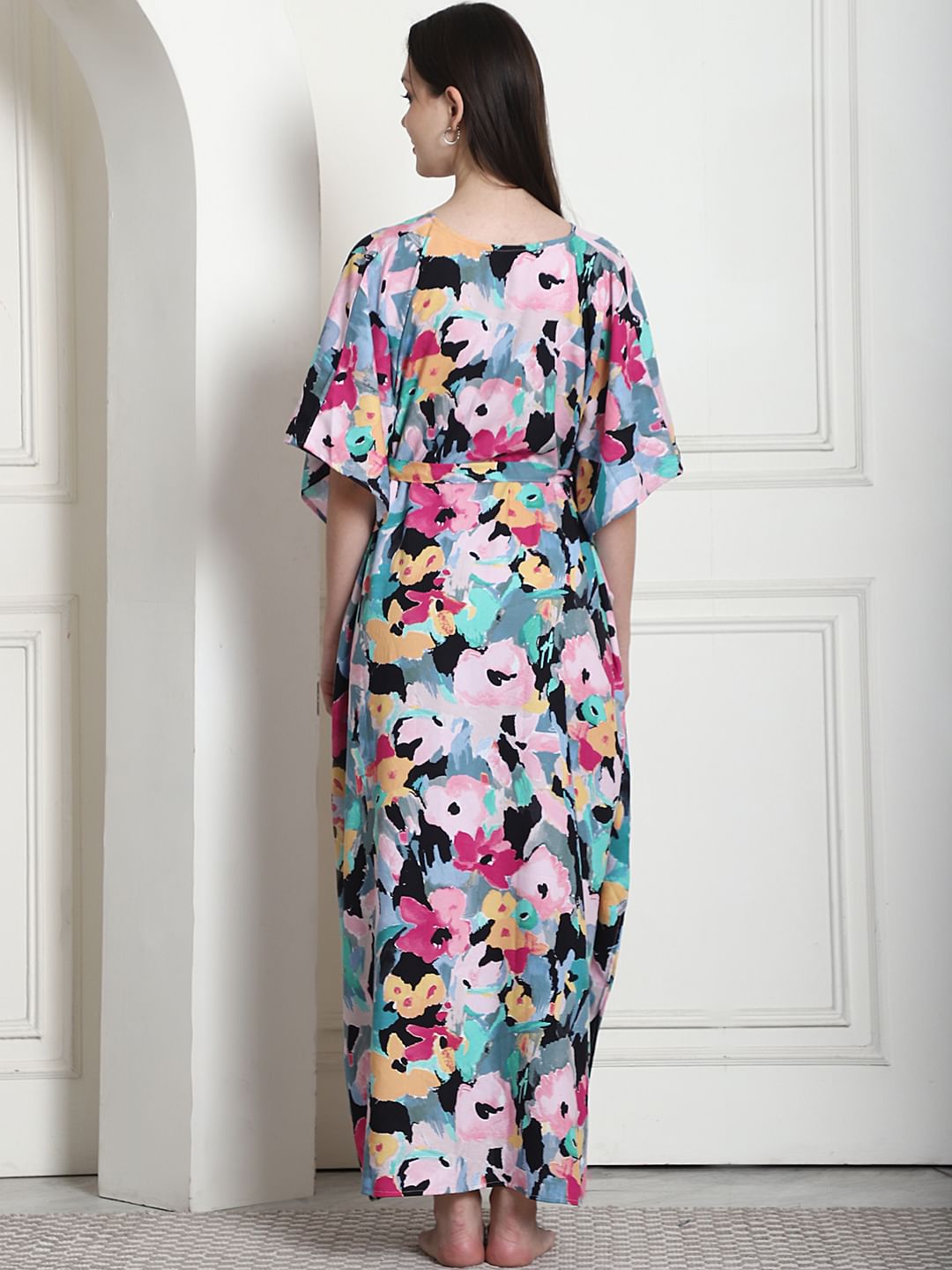 Floral Print Multi Rayon Maternity Kaftan
