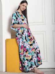 Floral Print Multi Rayon Maternity Kaftan