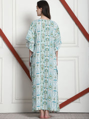Printed Sea Green Rayon Maternity Kaftan
