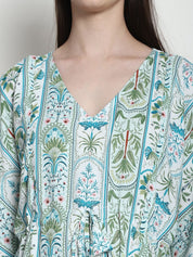 Printed Sea Green Rayon Maternity Kaftan