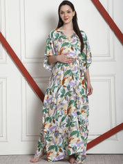 Floral Print Multi Rayon Maternity Kaftan