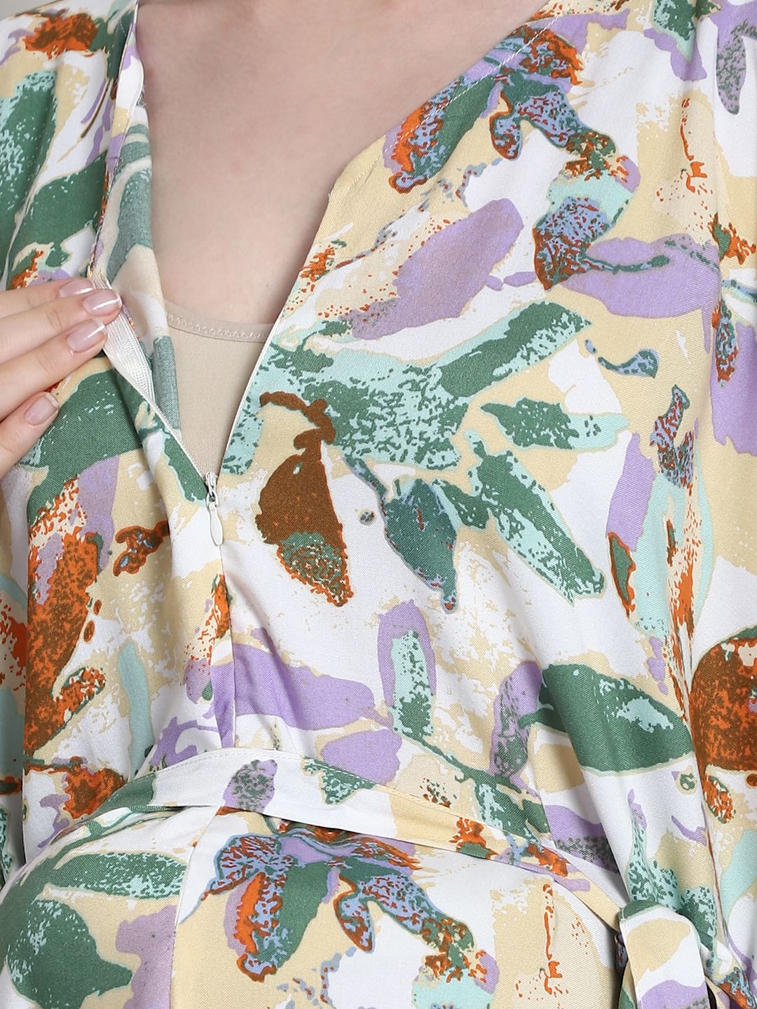 Floral Print Multi Rayon Maternity Kaftan