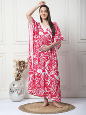 Floral Print Pink Rayon Maternity Kaftan