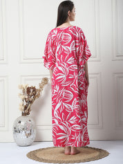 Floral Print Pink Rayon Maternity Kaftan