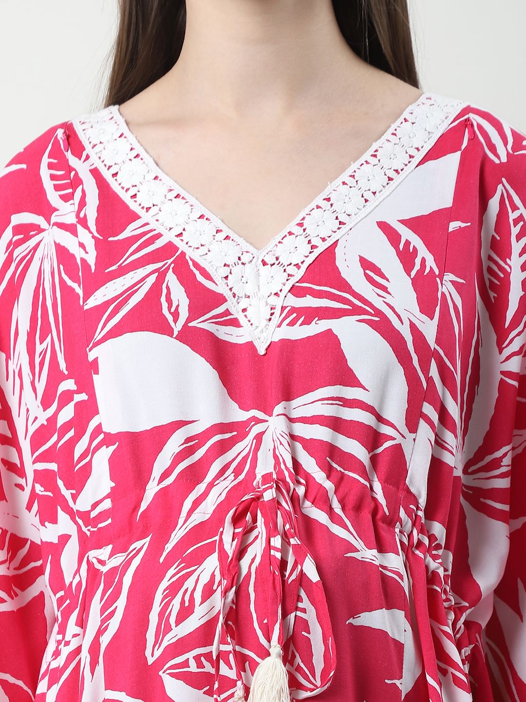 Floral Print Pink Rayon Maternity Kaftan