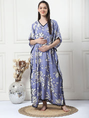 Floral Print Lilac Rayon Maternity Kaftan