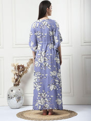 Floral Print Lilac Rayon Maternity Kaftan