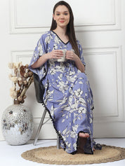 Floral Print Lilac Rayon Maternity Kaftan