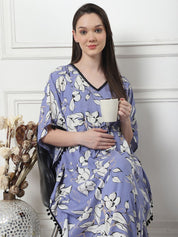Floral Print Lilac Rayon Maternity Kaftan