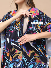 Abstract Print Multi Rayon Maternity Kaftan Full Length
