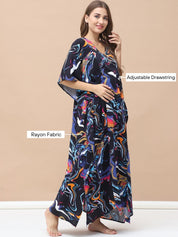 Abstract Print Multi Rayon Maternity Kaftan Full Length
