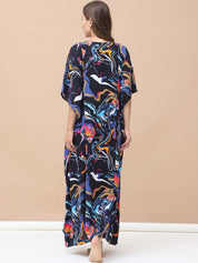 Abstract Print Multi Rayon Maternity Kaftan Full Length