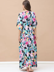 Floral Print Multi Rayon Maternity Kaftan Full Length