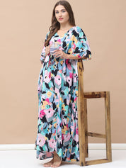 Floral Print Multi Rayon Maternity Kaftan Full Length