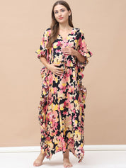 Floral Print Multi Rayon Maternity Kaftan Full Length
