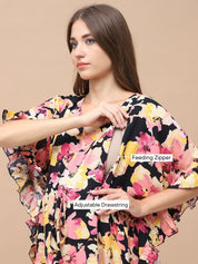 Floral Print Multi Rayon Maternity Kaftan Full Length