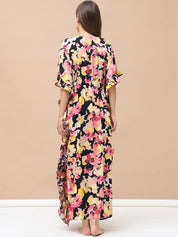 Floral Print Multi Rayon Maternity Kaftan Full Length