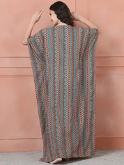 Secret Wish Multi Colour Printed Rayon Maternity Kaftan Full length