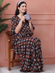 Geometric Black Rayon Maternity Kaftan