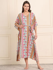 Multi Floral Rayon Maternity Kaftan