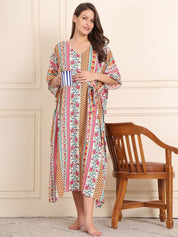 Multi Floral Rayon Maternity Kaftan