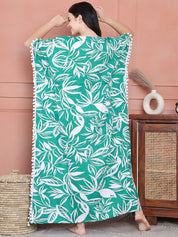 Secret Wish Green Floral Rayon Maternity Kaftan Full Length