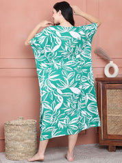 Secret Wish Green Floral Rayon Maternity Kaftan Calf Length