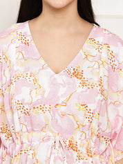 Pink Abstract Rayon Maternity Kaftan