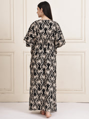 Black Geometric Print Rayon Maternity Kaftan