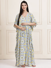 Yellow Floral Rayon Maternity Kaftan