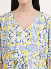 Yellow Floral Rayon Maternity Kaftan